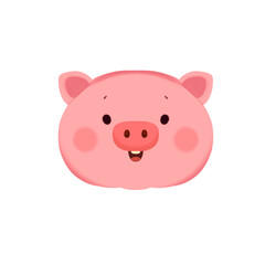 Pig head without background for print, photocard, element design, icon, logo, christmas card, graphic resource
