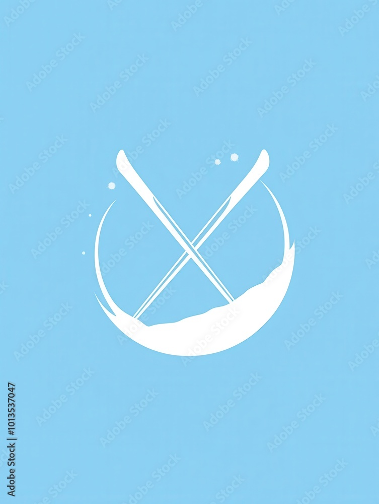 Poster the logo showcases a clean design of crossed skis inside a circular snow element, symbolizing winter