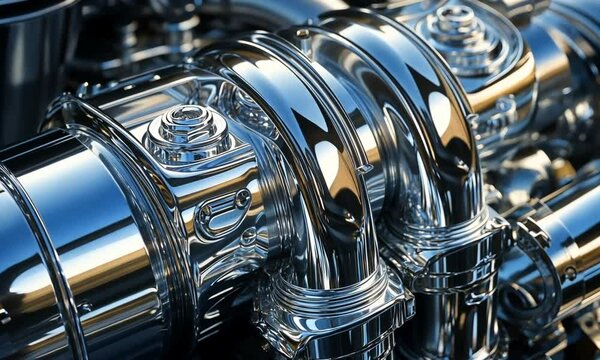 Shiny Chrome Engine Closeup