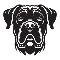 Fototapeta premium Mastiff Dog Face Clipart Design - Dog Head Logo - Mastiff Vector illustration in black and white