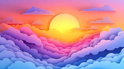 Colorful twilight sky at dusk showcasing vibrant sunlight filtering through clouds Twilight sky with vibrant sunlight filtering through clouds
