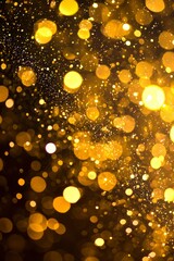 Abstract Background with Golden Bokeh and Glitter