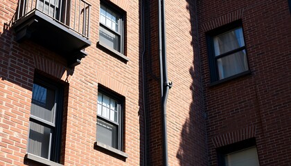 Obraz premium The classic brickwork of an older apartment building, with its sturdy, timeless architecture and character. 