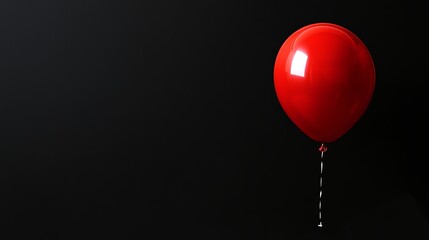 Single red balloon against black background.