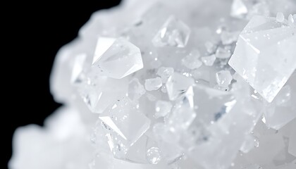 An extreme close-up of a coarse grain of sea salt, highlighting its crystalline structure and reflective surfaces.