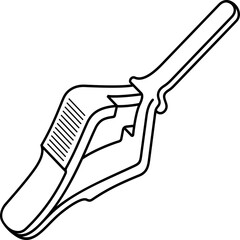 Bulldog clamp. Surgical instrument. Vector outline icon. 