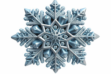 3D Flying Snowflake Icon with Intricate Crystal Structure Isolated on White Background - Perfect for Winter Themed Designs
