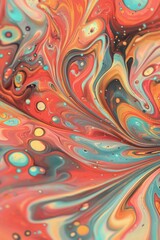 Abstract Swirls of Red, Yellow, Blue, and Grey Paint