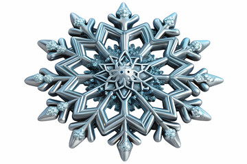 3D Flying Snowflake Icon: Intricate Crystal Structure Floating in Mid-Air, Captivating Winter Beauty on Isolated White Background for Unique Design Concepts