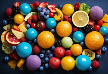 Fototapeta premium Composition of fruits, AI generated