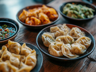 Ravioli cinesi vario tipo. cena asiatica