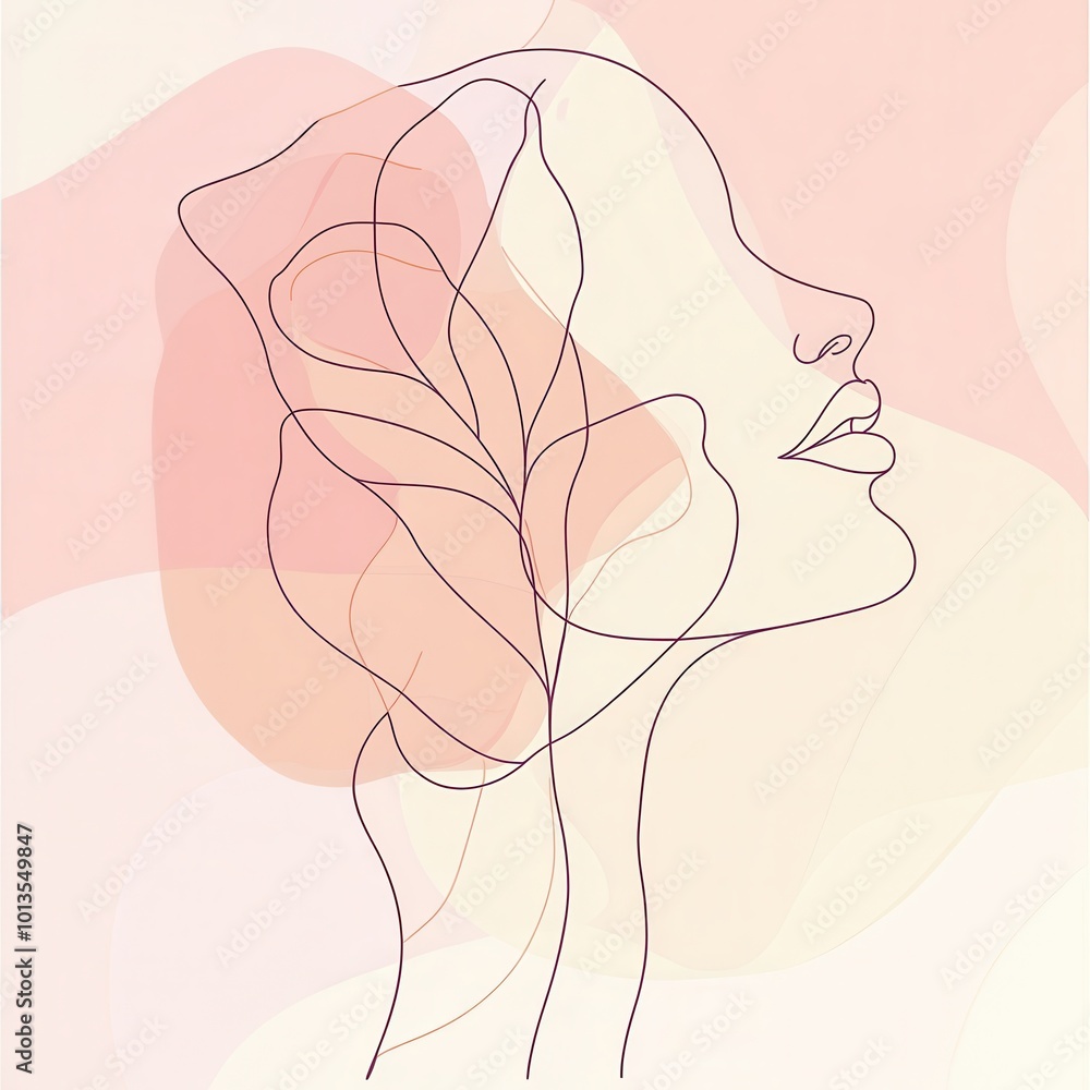 Poster this artwork features a delicate line drawing where a rose petal merges seamlessly with the outline 