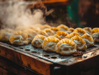 Ravioli cinesi cotti alla griglia, cucina asiatica