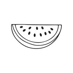 Watermelon silhouette vector illustration, Simple, clear and beautiful arts and crafts artisanal stencil print style illustration