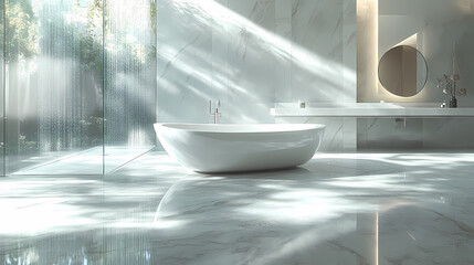 A sleek modern 3D bathroom design featuring a minimal