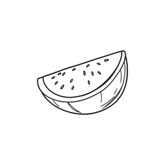 Watermelon silhouette vector illustration, Simple, clear and beautiful arts and crafts artisanal stencil print style illustration