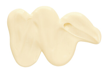 Mayonnaise sauce or salad dressing isolated. Yogurt, Cream or mayonnaise sauce smear Top view. Flat lay..