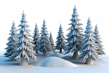 Obraz premium Serene Flat Glossy Winter Forest Background: Snow-Covered Trees & Ample Copy Space for Seasonal Promotions - Ideal for Winter-Themed Designs