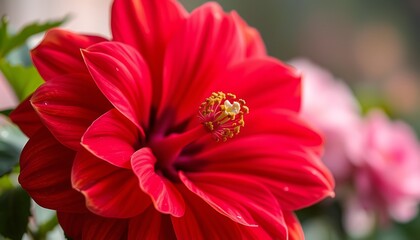 Imagine a close-up photograph of a vibrant flower in full bloom, capturing the flower's intricate details with striking clarity.