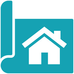 Blueprint, building construction, house plan icon