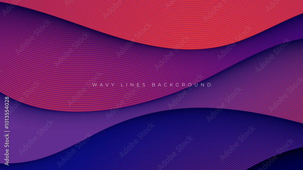 Poster abstract wavy lines background, gradient lines shape decorative design vector