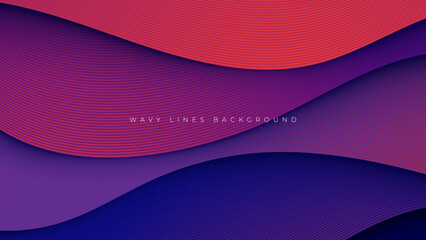 Abstract wavy lines background, gradient lines shape decorative design vector