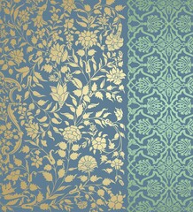 wedding card design, traditional paisley floral pattern , royal India	