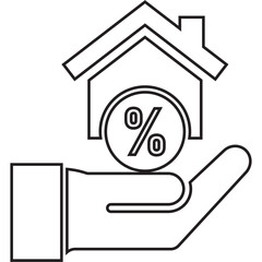Discount, hand, mortgage icon