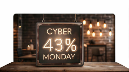Obraz premium Flat Floating Credit Card with Cyber Monday Price Tag on Clean Podium: Ideal Copy Space for E-Commerce Promotions � Modern Vector Illustration