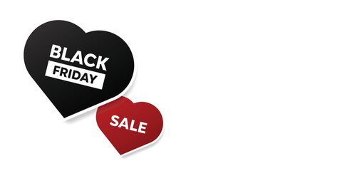 Black Friday Sale. Hearts and copy space. Great for cards, banners, posters, social media and more. White background.