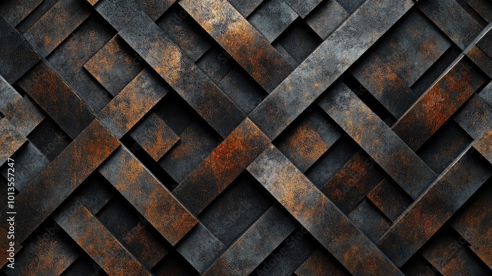 Poster high-resolution background of overlapping geometric lines creating diamond-shaped patterns, with a m