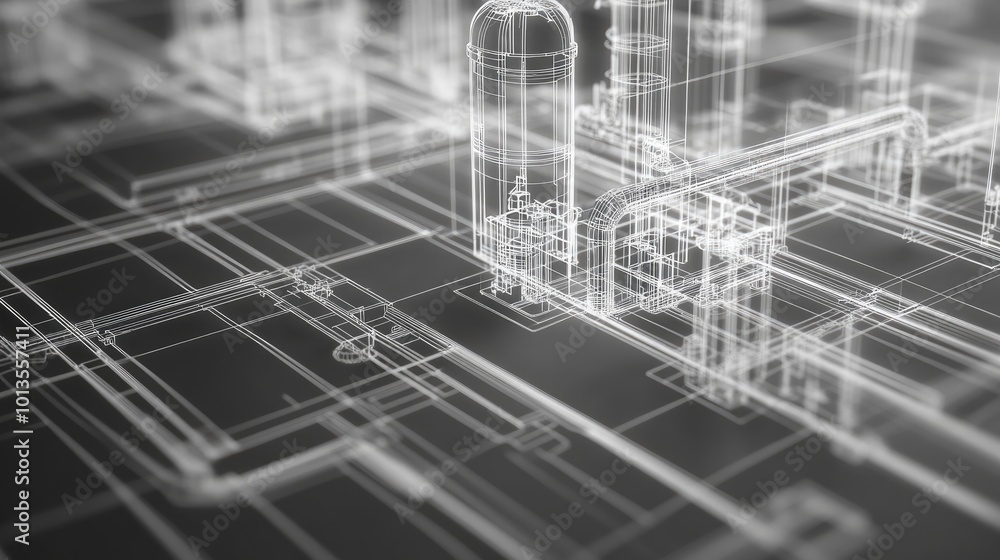 Aufkleber high-resolution image of wireframe 3d models and digital blueprints, highlighting the technological 
