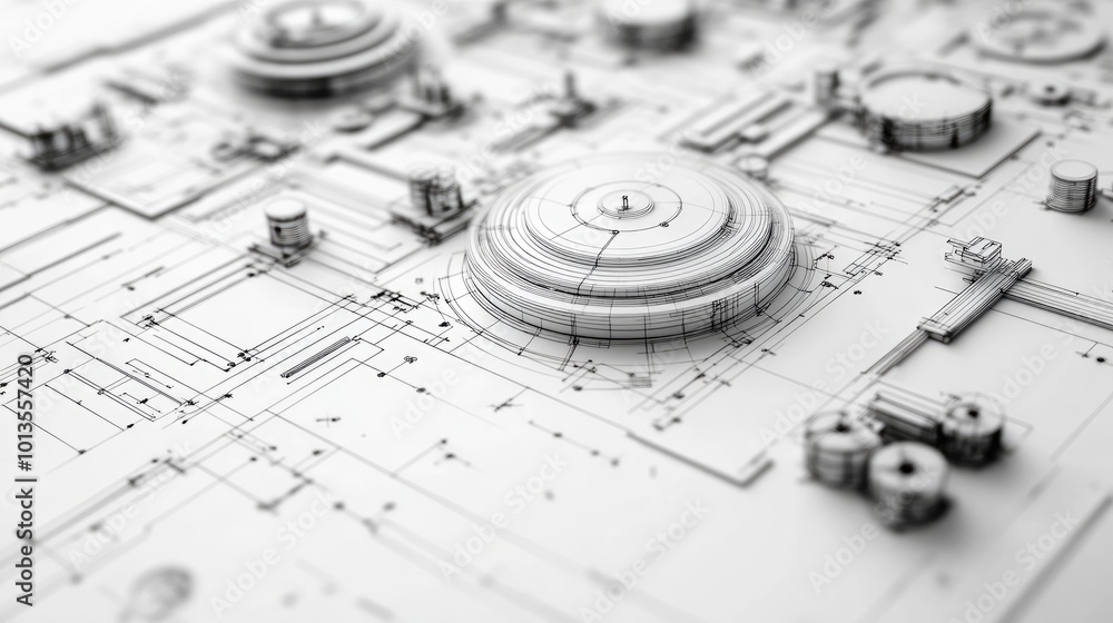 Aufkleber high-resolution image of wireframe 3d models and digital blueprints, highlighting the technological 