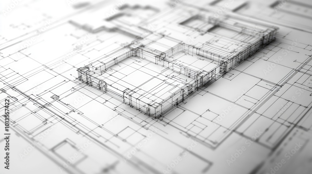 Poster High-resolution image of wireframe 3D models and digital blueprints, highlighting the technological advances in graphic design.