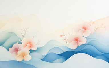 Traditional Chinese style of minimalist landscape painting art background