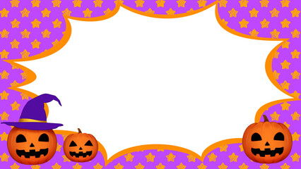 ハロウィン　フレーム　カボチャ　お化け　素材　枠　吹き出し　囲み　飾り枠　衝撃　びっくり　ポップ　見出し　タイトル　キャンペーン　フェア　バーゲン　柄　派手　ポスター　16:9