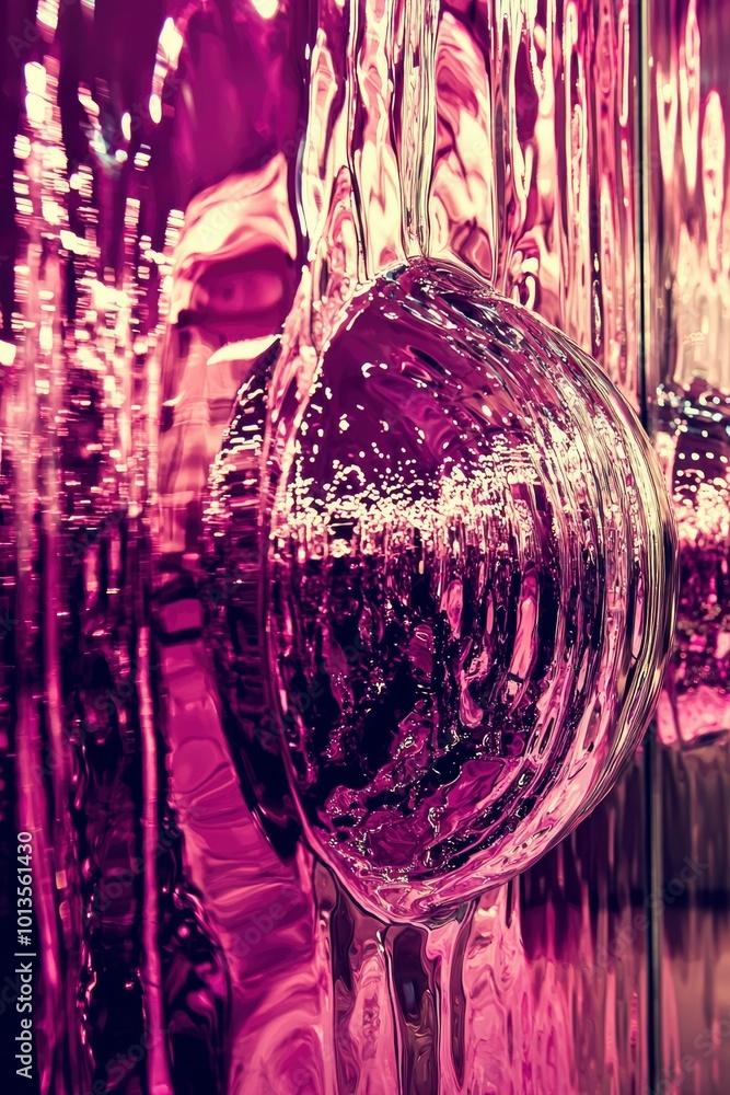 Poster abstract close-up of a distorted purple surface with a large bubble-like orb.