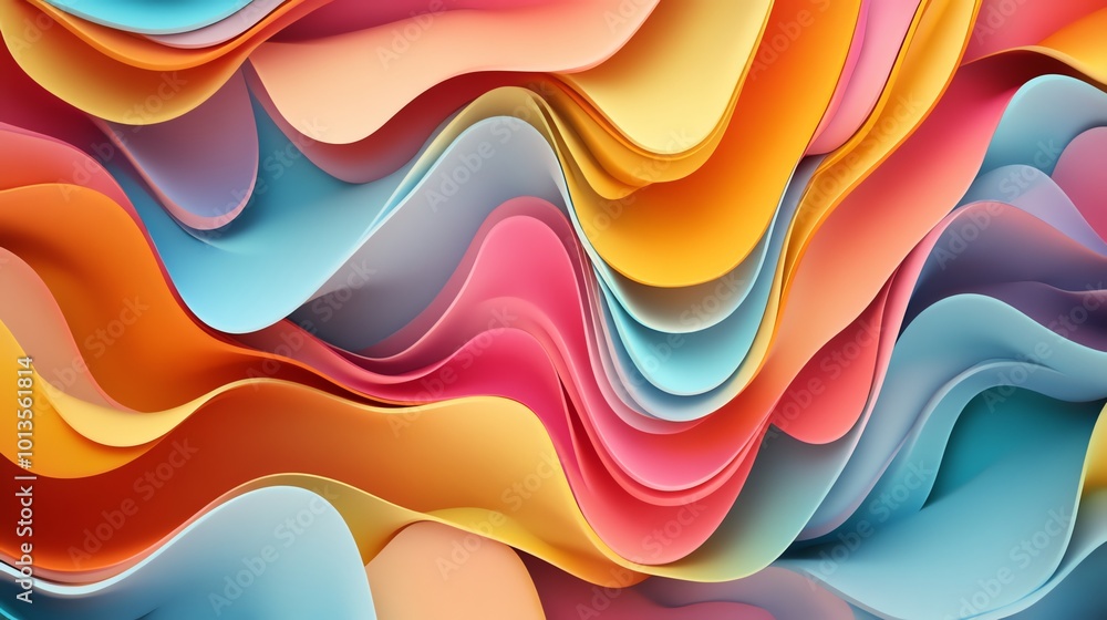 Poster abstract waves of color flowing and overlapping.