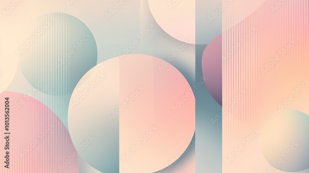 Poster a beautiful abstract geometric background with soft pastel hues and subtle gradients, creating a mod