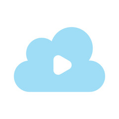 A cloud with a play button symbolizing cloud based media or streaming