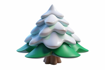 3D Snow Covered Pine Tree Icon Isolated on White Background - Minimalistic Winter Design for Nature-Themed Infographics & Seasonal Promotions