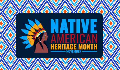 Native American heritage month indigenous people Background or banner design template. American Indian culture. Indian American heritage month background. use to card, poster, placard, card