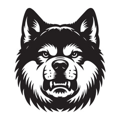 Obraz premium Akita Dog Face Clipart Design - Dog Head Logo - Akita Vector illustration in black and white 