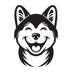 Fototapeta premium Akita Dog Face Clipart Design - Dog Head Logo - Akita Vector illustration in black and white 