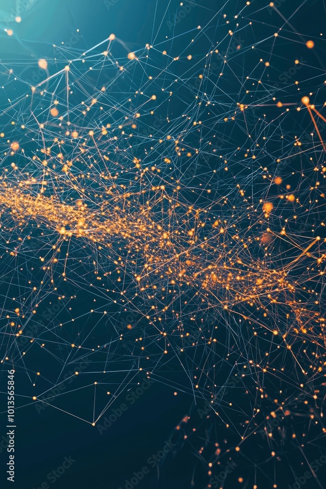 Poster abstract network of interconnected glowing nodes