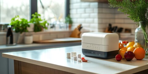 Smart Pill Dispenser on a Kitchen Counter with a User-Friendly Interface