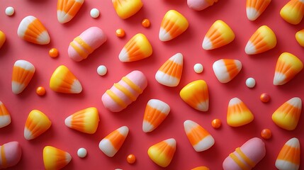 A Colorful Array of Candy Corn and Sweet Treats on a Bright Background Full of Joy.
