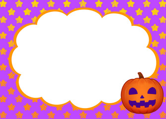 ハロウィン　フレーム　カボチャ　お化け　素材　枠　吹き出し　囲み　飾り枠　もくもく　もこもこ　ふわふわ　ポップ　見出し　タイトル　キャンペーン　フェア　バーゲン　柄　派手　ポスター