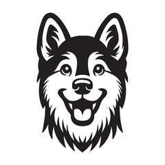 Obraz premium Norwegian Elkhound Dog Face Clipart Design - Dog Head Logo - Norwegian Elkhound Vector illustration in black and white 