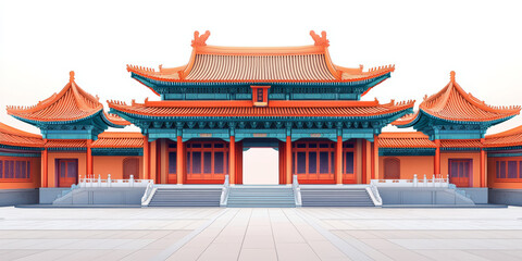 Obraz premium Chinese traditional ancient architecture art illustration